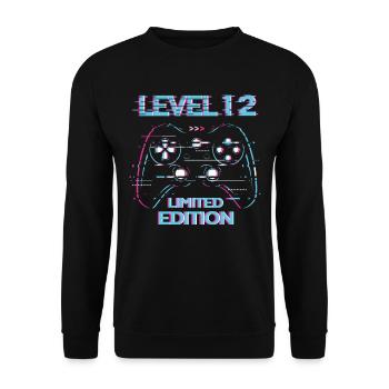 Birthday Level 12 Gaming Édition Limitée Gamer - Sweat-shirt Unisexe - noir - Devant - Alina (178cm) & Michal (187cm)