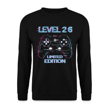 Geburtstag Level 26 Gaming Limited Edition Gamer - Unisex Pullover - Schwarz - Vorne - Alina (178cm) & Michal (187cm)