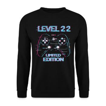 Geburtstag Level 22 Gaming Limited Edition Gamer - Unisex Pullover - Schwarz - Vorne - Alina (178cm) & Michal (187cm)