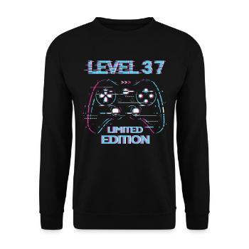 Birthday Level 37 Gaming Limited Edition Gamer - Unisex Sweatshirt - black - Front - Alina (178cm) & Michal (187cm)