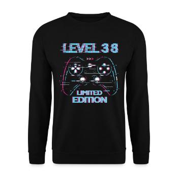 Birthday Level 38 Gaming Limited Edition Gamer - Unisex Sweatshirt - black - Front - Alina (178cm) & Michal (187cm)
