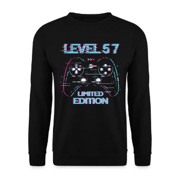 Birthday Level 57 Gaming Limited Edition Gamer - Unisex Sweatshirt - black - Front - Alina (178cm) & Michal (187cm)