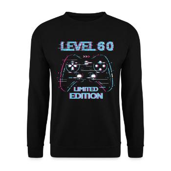 Birthday Level 60 Gaming Limited Edition Gamer - Unisex Sweatshirt - black - Front - Alina (178cm) & Michal (187cm)