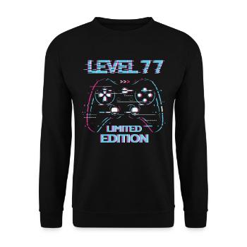 Anniversaire Niveau 77 Gaming Édition Limitée Gamer - Sweat-shirt Unisexe - noir - Devant - Alina (178cm) & Michal (187cm)