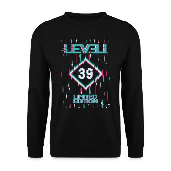 Birthday Level 39 Gaming Limited Edition Gamer - Unisex Sweatshirt - black - Front - Alina (178cm) & Michal (187cm)