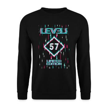 Birthday Level 57 Gaming Limited Edition Gamer - Unisex Sweatshirt - black - Front - Alina (178cm) & Michal (187cm)