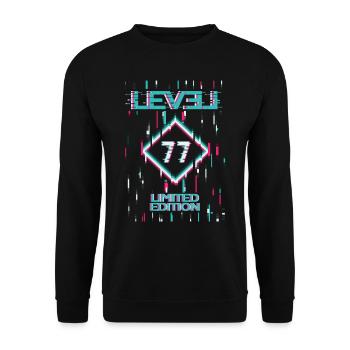 Anniversaire Niveau 77 Gaming Édition Limitée Gamer - Sweat-shirt Unisexe - noir - Devant - Alina (178cm) & Michal (187cm)