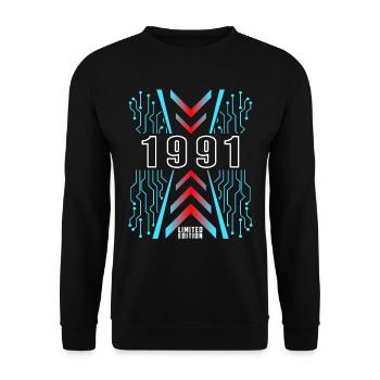 Birthday 1991 Gaming Limited Edition Gamer - Unisex Sweatshirt - black - Front - Alina (178cm) & Michal (187cm)