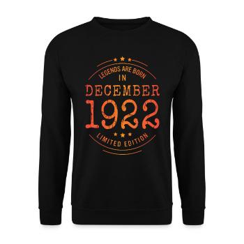 Birthday December 1922 Limited Edition Vintage - Unisex Sweatshirt - black - Front - Alina (178cm) & Michal (187cm)