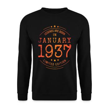 Birthday January 1937 Limited Edition Vintage - Unisex Sweatshirt - black - Front - Alina (178cm) & Michal (187cm)