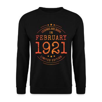 Geburtstag Februar 1921 Limited Edition Vintage - Unisex Pullover - Schwarz - Vorne - Alina (178cm) & Michal (187cm)