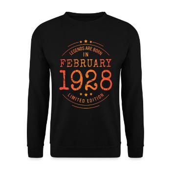 Geburtstag Februar 1928 Limited Edition Vintage - Unisex Pullover - Schwarz - Vorne - Alina (178cm) & Michal (187cm)