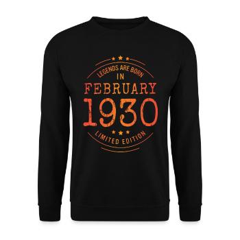 Anniversaire Février 1930 Edition Limitée Millésime - Sweat-shirt Unisexe - noir - Devant - Alina (178cm) & Michal (187cm)