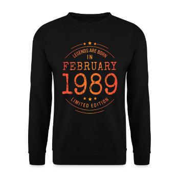 Geburtstag Februar 1989 Limited Edition Vintage - Unisex Pullover - Schwarz - Vorne - Alina (178cm) & Michal (187cm)