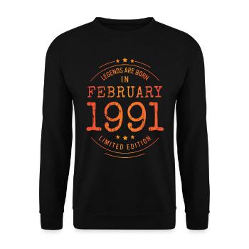 Anniversaire Février 1991 Edition Limitée Millésime - Sweat-shirt Unisexe - noir - Devant - Alina (178cm) & Michal (187cm)