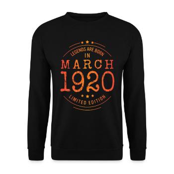 Geburtstag März 1920 Limited Edition Vintage - Unisex Pullover - Schwarz - Vorne - Alina (178cm) & Michal (187cm)