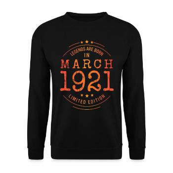 Geburtstag März 1921 Limited Edition Vintage - Unisex Pullover - Schwarz - Vorne - Alina (178cm) & Michal (187cm)