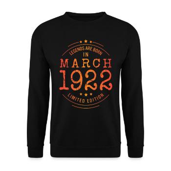 Birthday March 1922 Limited Edition Vintage - Unisex Sweatshirt - black - Front - Alina (178cm) & Michal (187cm)