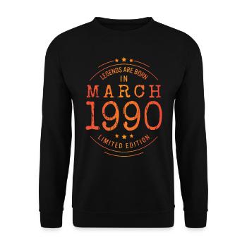 Birthday March 1990 Limited Edition Vintage - Unisex Sweatshirt - black - Front - Alina (178cm) & Michal (187cm)