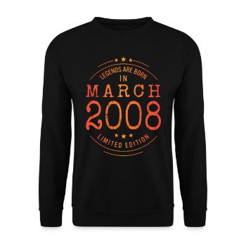 Birthday March 2008 Limited Edition Vintage - Unisex Sweatshirt - black - Front - Alina (178cm) & Michal (187cm)
