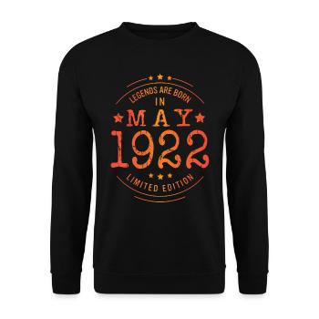 Birthday May 1922 Limited Edition Vintage - Unisex Sweatshirt - black - Front - Alina (178cm) & Michal (187cm)