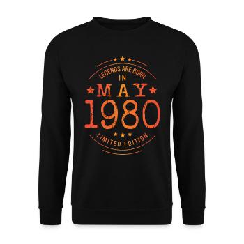 Anniversaire Mai 1980 Edition Limitée Millésime - Sweat-shirt Unisexe - noir - Devant - Alina (178cm) & Michal (187cm)