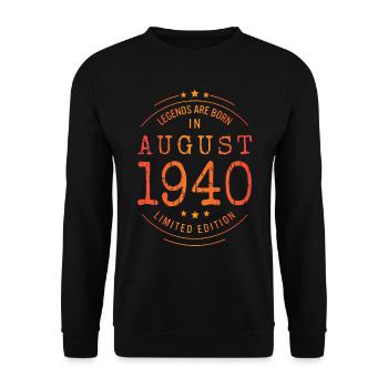 Birthday August 1940 Limited Edition Vintage - Unisex Sweatshirt - black - Front - Alina (178cm) & Michal (187cm)