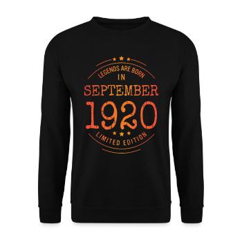 Geburtstag September 1920 Limited Edition Vintage - Unisex Pullover - Schwarz - Vorne - Alina (178cm) & Michal (187cm)