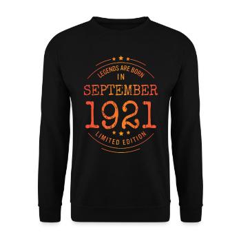 Birthday September 1921 Limited Edition Vintage - Unisex Sweatshirt - black - Front - Alina (178cm) & Michal (187cm)