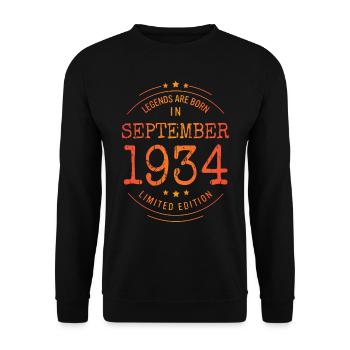 Birthday September 1934 Limited Edition Vintage - Unisex Sweatshirt - black - Front - Alina (178cm) & Michal (187cm)
