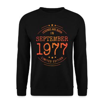 Birthday September 1977 Limited Edition Vintage - Unisex Sweatshirt - black - Front - Alina (178cm) & Michal (187cm)