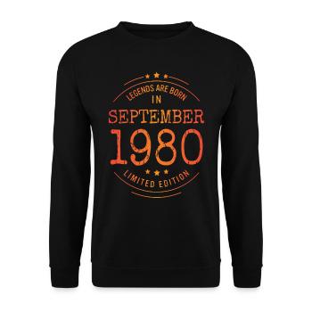 Anniversaire Septembre 1980 Edition Limitée Millésime - Sweat-shirt Unisexe - noir - Devant - Alina (178cm) & Michal (187cm)