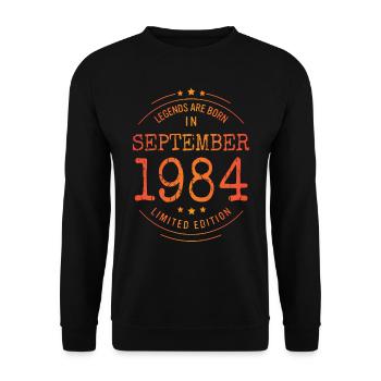 Anniversaire Septembre 1984 Edition Limitée Millésime - Sweat-shirt Unisexe - noir - Devant - Alina (178cm) & Michal (187cm)
