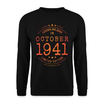 Birthday October 1941 Limited Edition Vintage - Unisex Sweatshirt - black - Front - Alina (178cm) & Michal (187cm)
