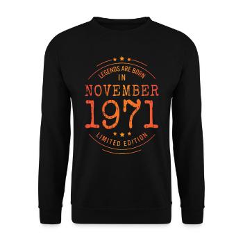 Anniversaire Novembre 1971 Edition Limitée Millésime - Sweat-shirt Unisexe - noir - Devant - Alina (178cm) & Michal (187cm)