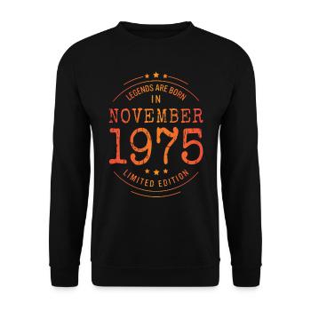 Birthday November 1975 Limited Edition Vintage - Unisex Sweatshirt - black - Front - Alina (178cm) & Michal (187cm)