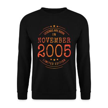 Birthday November 2005 Limited Edition Vintage - Unisex Sweatshirt - black - Front - Alina (178cm) & Michal (187cm)