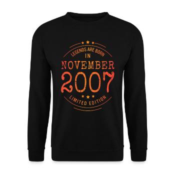 Birthday November 2007 Limited Edition Vintage - Unisex Sweatshirt - black - Front - Alina (178cm) & Michal (187cm)