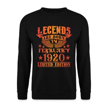 Geburtstag Februar 1920 Limited Edition Vintage - Unisex Pullover - Schwarz - Vorne - Alina (178cm) & Michal (187cm)