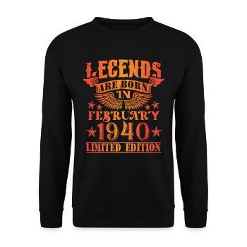 Geburtstag Februar 1940 Limited Edition Vintage - Unisex Pullover - Schwarz - Vorne - Alina (178cm) & Michal (187cm)