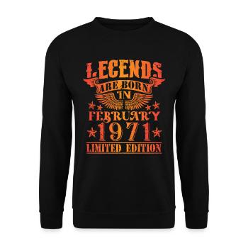 Anniversaire Février 1971 Edition Limitée Millésime - Sweat-shirt Unisexe - noir - Devant - Alina (178cm) & Michal (187cm)