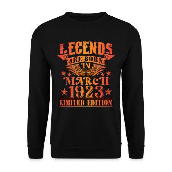 Birthday March 1923 Limited Edition Vintage - Unisex Sweatshirt - black - Front - Alina (178cm) & Michal (187cm)