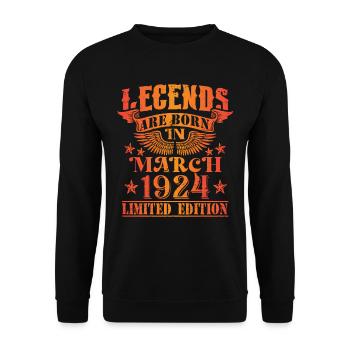 Geburtstag März 1924 Limited Edition Vintage - Unisex Pullover - Schwarz - Vorne - Alina (178cm) & Michal (187cm)