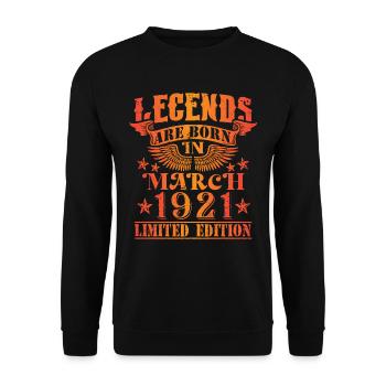 Geburtstag März 1921 Limited Edition Vintage - Unisex Pullover - Schwarz - Vorne - Alina (178cm) & Michal (187cm)
