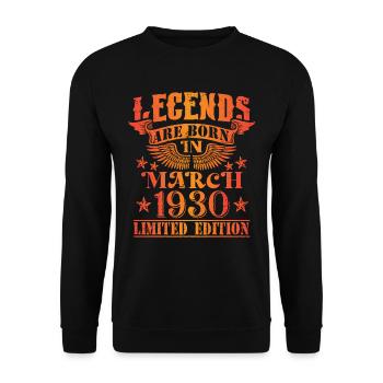 Anniversaire Mars 1930 Edition Limitée Millésime - Sweat-shirt Unisexe - noir - Devant - Alina (178cm) & Michal (187cm)