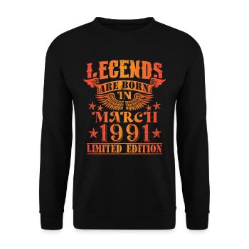 Anniversaire Mars 1991 Edition Limitée Vintage - Sweat-shirt Unisexe - noir - Devant - Alina (178cm) & Michal (187cm)