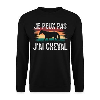 Je peux pas J'ai cheval. Cadeau chevalier. - Sweat-shirt Unisexe - noir - Devant - Alina (178cm) & Michal (187cm)