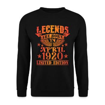 Geburtstag April 1920 Limited Edition Vintage - Unisex Pullover - Schwarz - Vorne - Alina (178cm) & Michal (187cm)