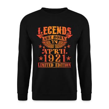 Geburtstag April 1921 Limited Edition Vintage - Unisex Pullover - Schwarz - Vorne - Alina (178cm) & Michal (187cm)