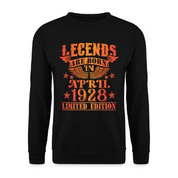 Geburtstag April 1928 Limited Edition Vintage - Unisex Pullover - Schwarz - Vorne - Alina (178cm) & Michal (187cm)